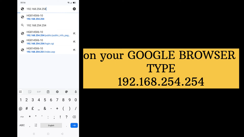 step 1 to Change Your Globe at Home WiFi Password, entering the ip adres into browser