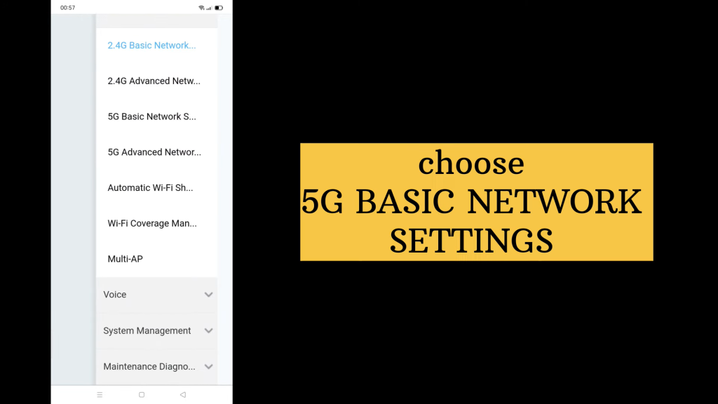 chose 5g basic network settings